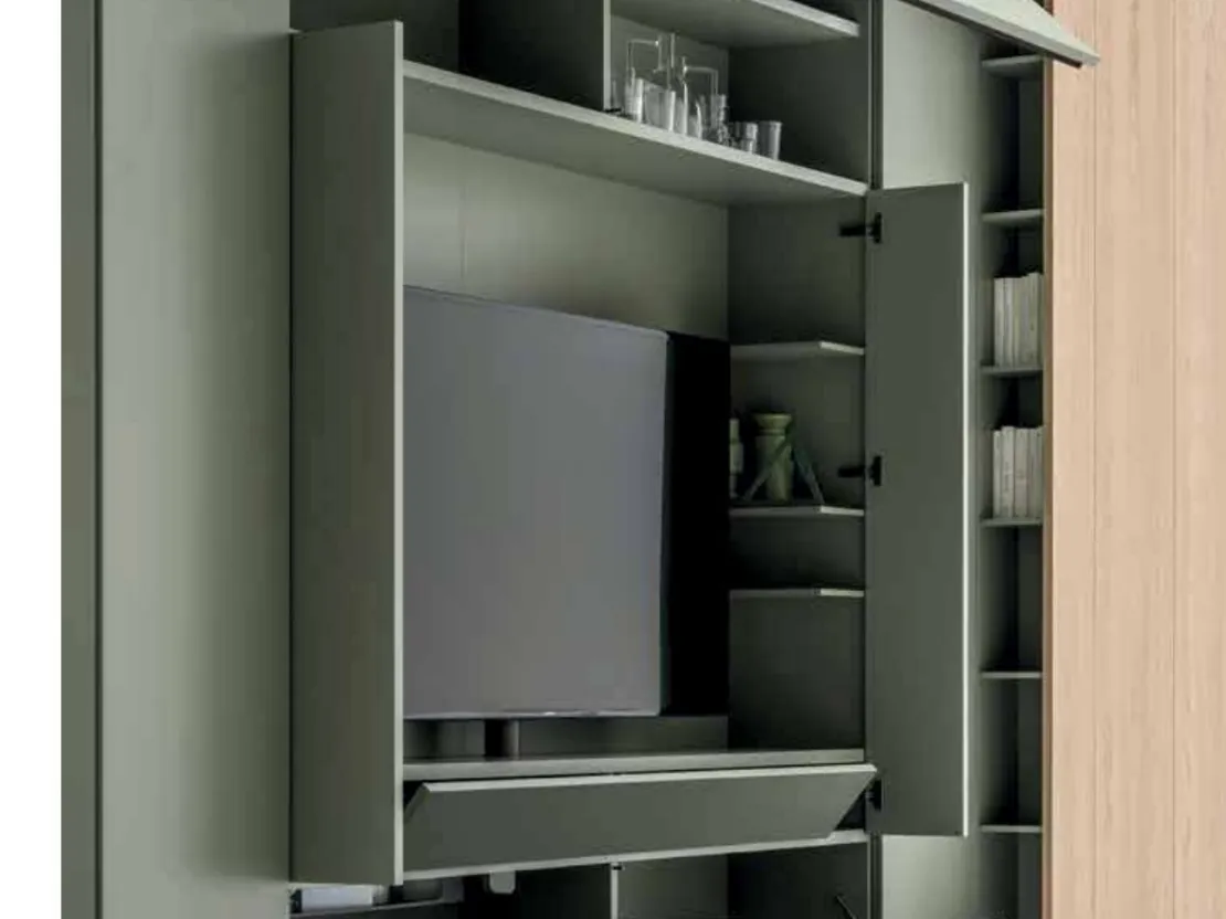 Armadio porta tv in laccato opaco Roomy di Caccaro