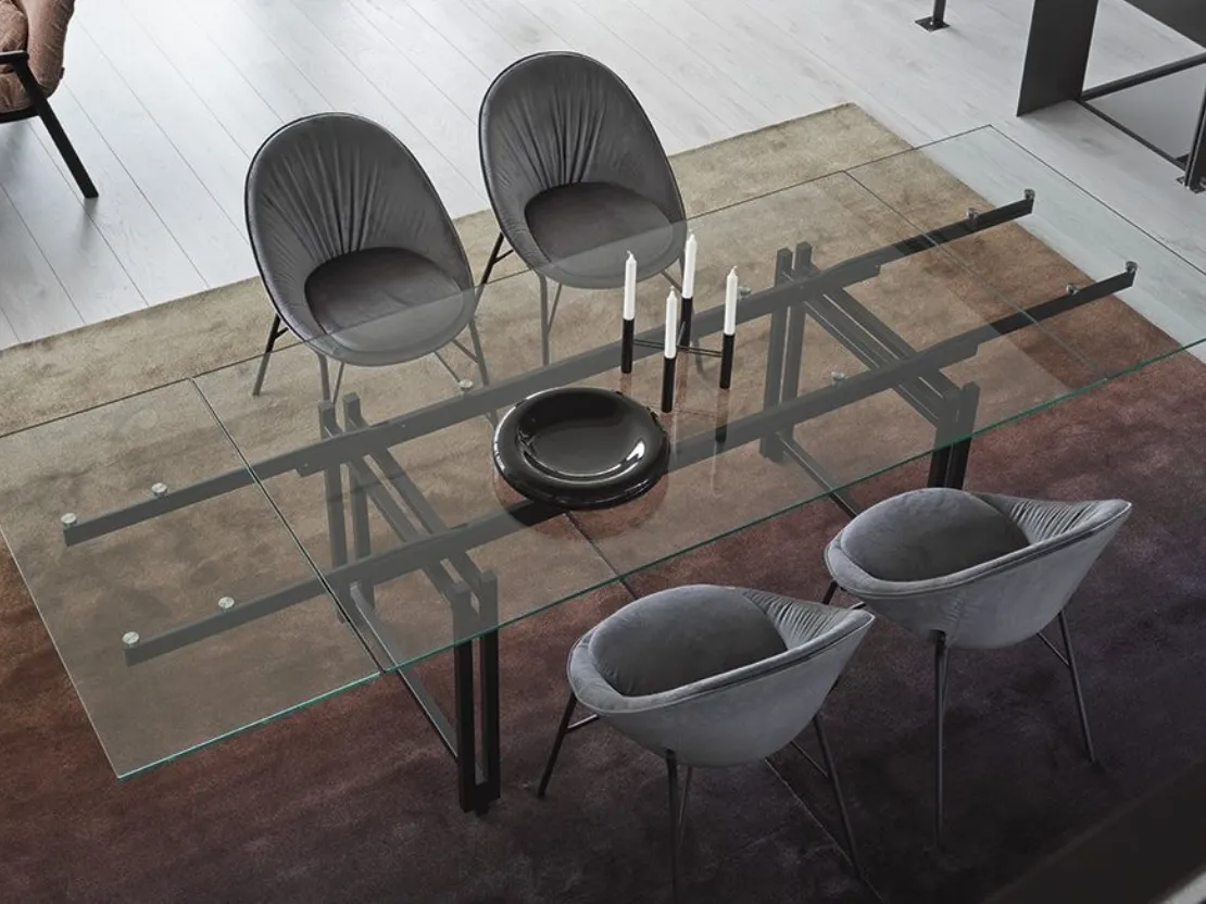 Tavolo allungabile con piano in vetro e struttura in metallo Berlin di Calligaris