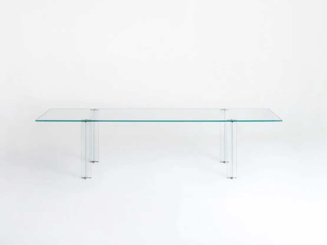 Tavolo rettangolare XT in cristallo trasparente extralight di Glas Italia