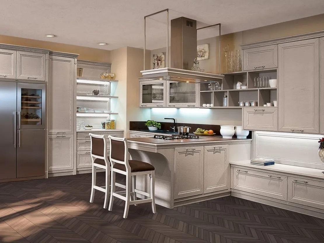 Cucina Classica angolare Belville Frassino Tortora di Le Cucine dei Mastri