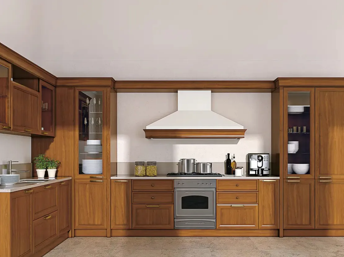 Cucina Classica angolare in legno Le Gemme composizione 04 di Le Fablier